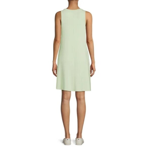 *3 FOR $9* Time and Tru Solid Soft Celadon Knit Pocket Swing Sleeveless Dress 8 - Picture 2 of 6